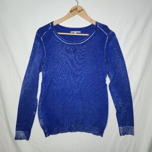 Gap Ladies Blue Distressed Look Long Sleeved Sweater Size Large